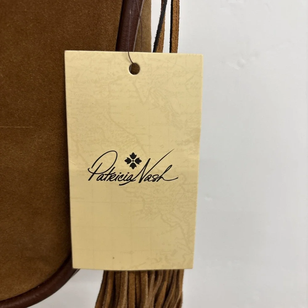 Patricia Nash Cresent  Medium Leather‎ Shoulder Bag Cognac With Tassels NWT New
